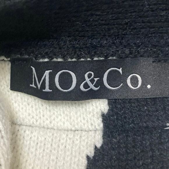 MO&Co Black White Wool Zebra Animal Print Short Sleeve Cardigan Sweater Size L - Picture 3 of 4